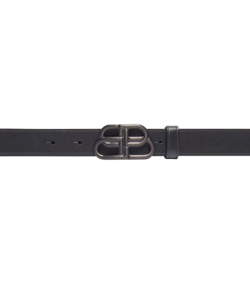 Balenciaga leather belt with burnished hardware and buckle fastening - British product