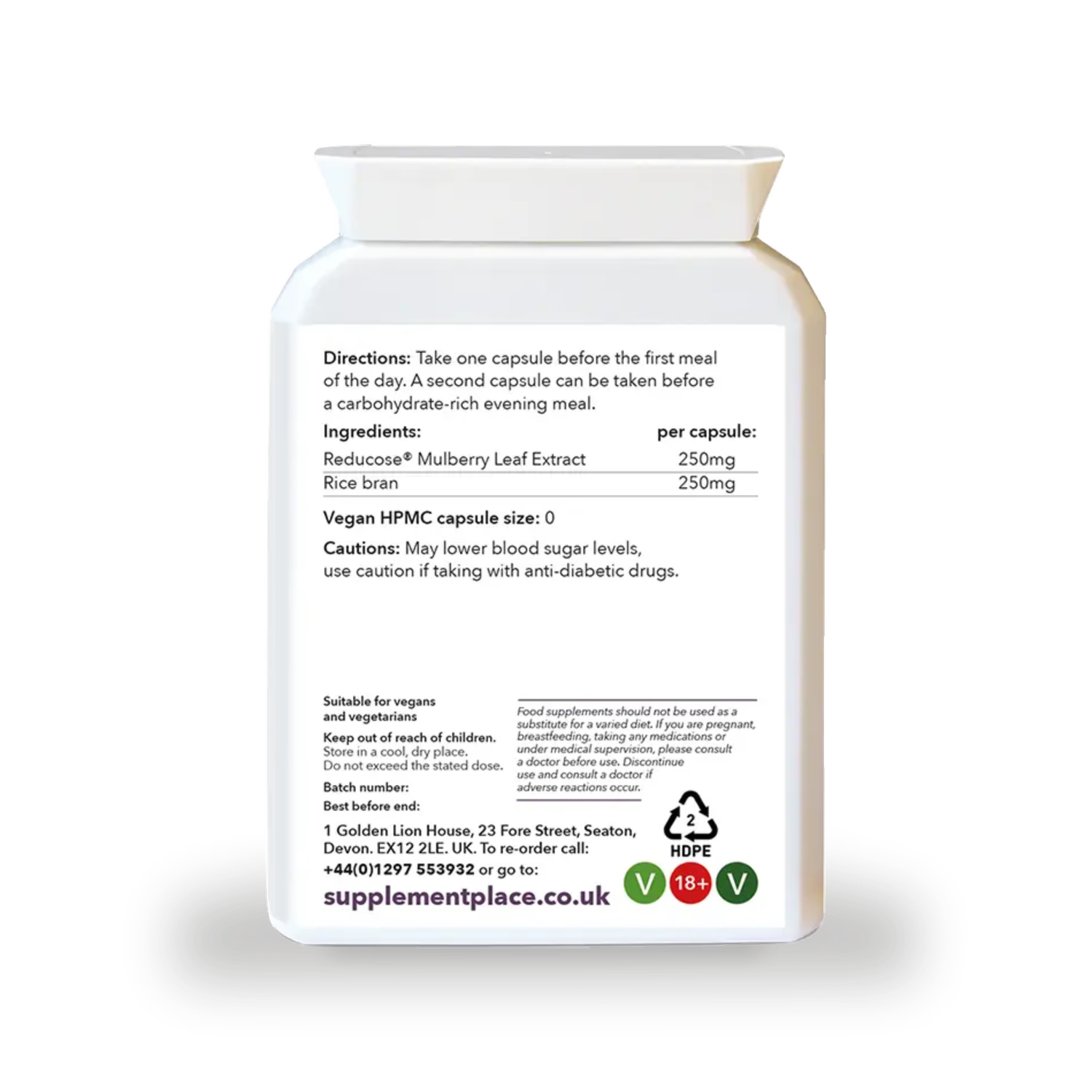 Supplement Place Mulberry Leaf Extract 250mg 30 capsules, imported from the UK