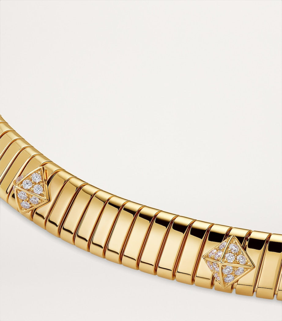 Bvlgari gold diamond Tubogas necklace (British brand)