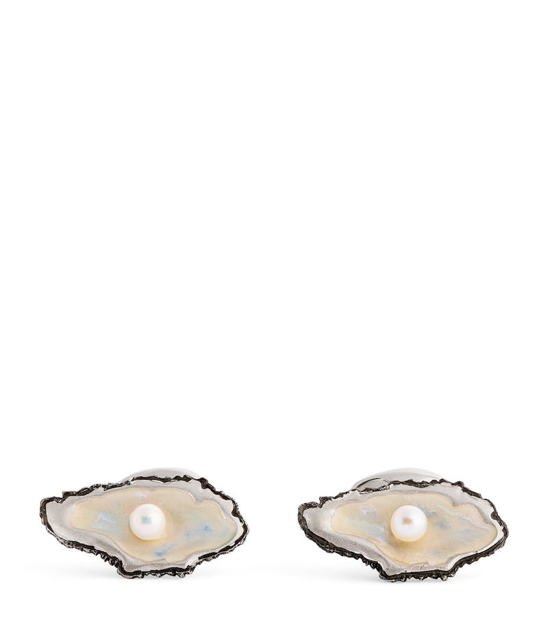 Deakin & Francis sterling silver oyster pearl cufflinks - British product