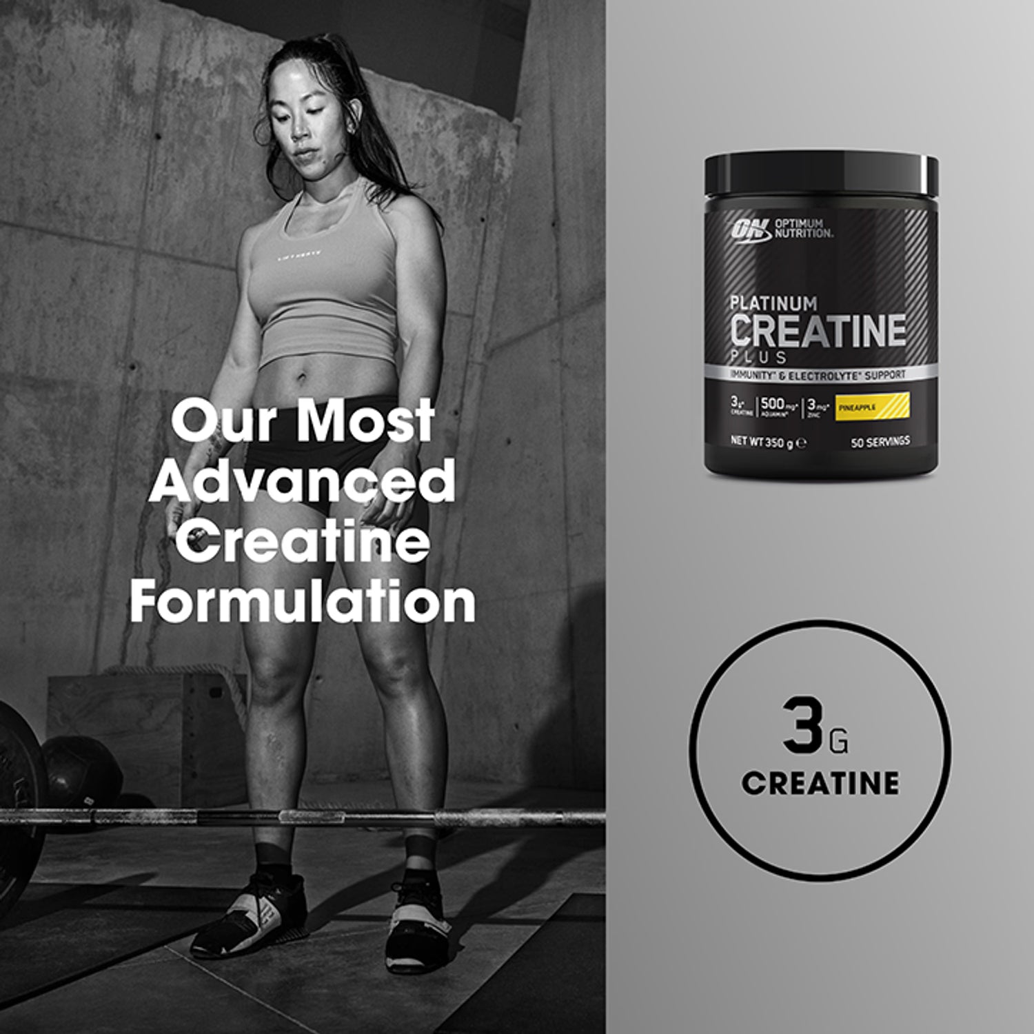 Optimum Nutrition Platinum Creatine Plus Pineapple 350g, imported from the UK
