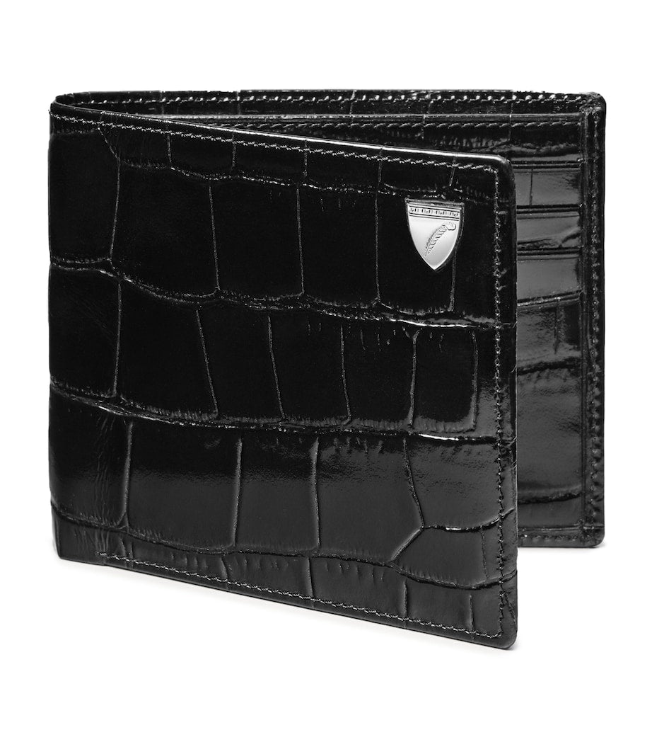 Aspinal of London croc-embossed leather bifold wallet, UK version