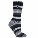 Heat Holders Ladies Thermal Socks with Grips 4-8 UK GOODS Superdrug Black Stripe (Juniper)  