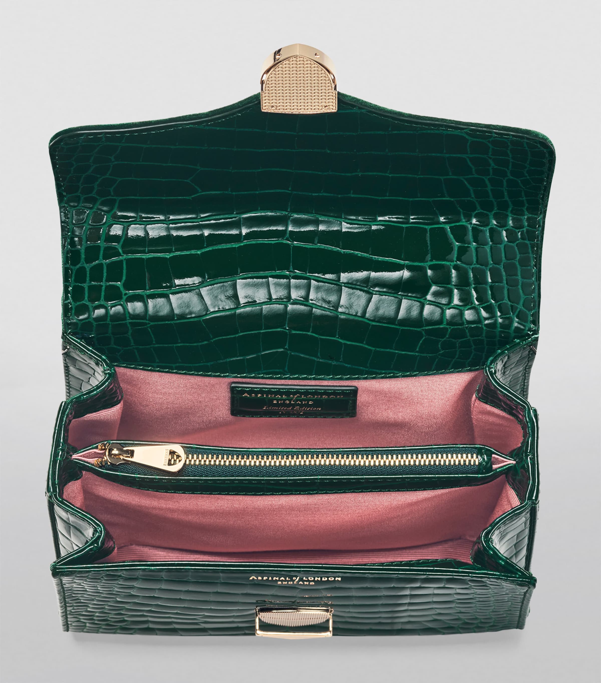 Aspinal of London Mayfair velvet top-handle bag midi (British brand)