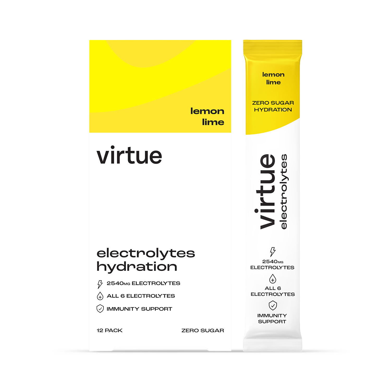 Virtue Lemon Lime Electrolytes sachets, imported from the UK