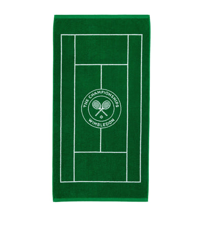 Harrods Tennis Court Design Bath Towel in 500gsm Loopback Cotton, 70cm x 133cm- Buy online at McGrocer