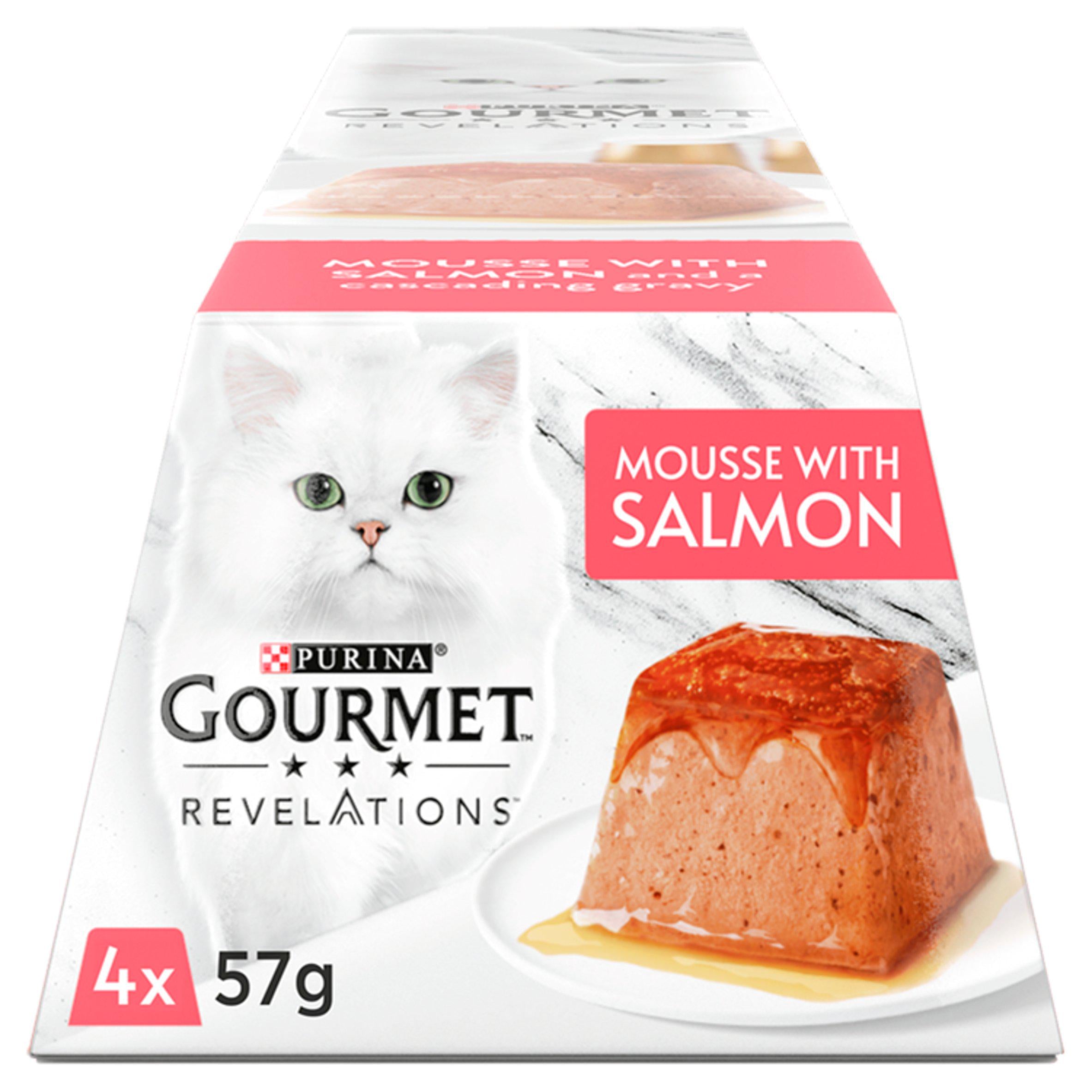 Gourmet Revelations Mousse with Salmon and a Cascading Gravy 4x57g Cat pouches & trays Sainsburys   