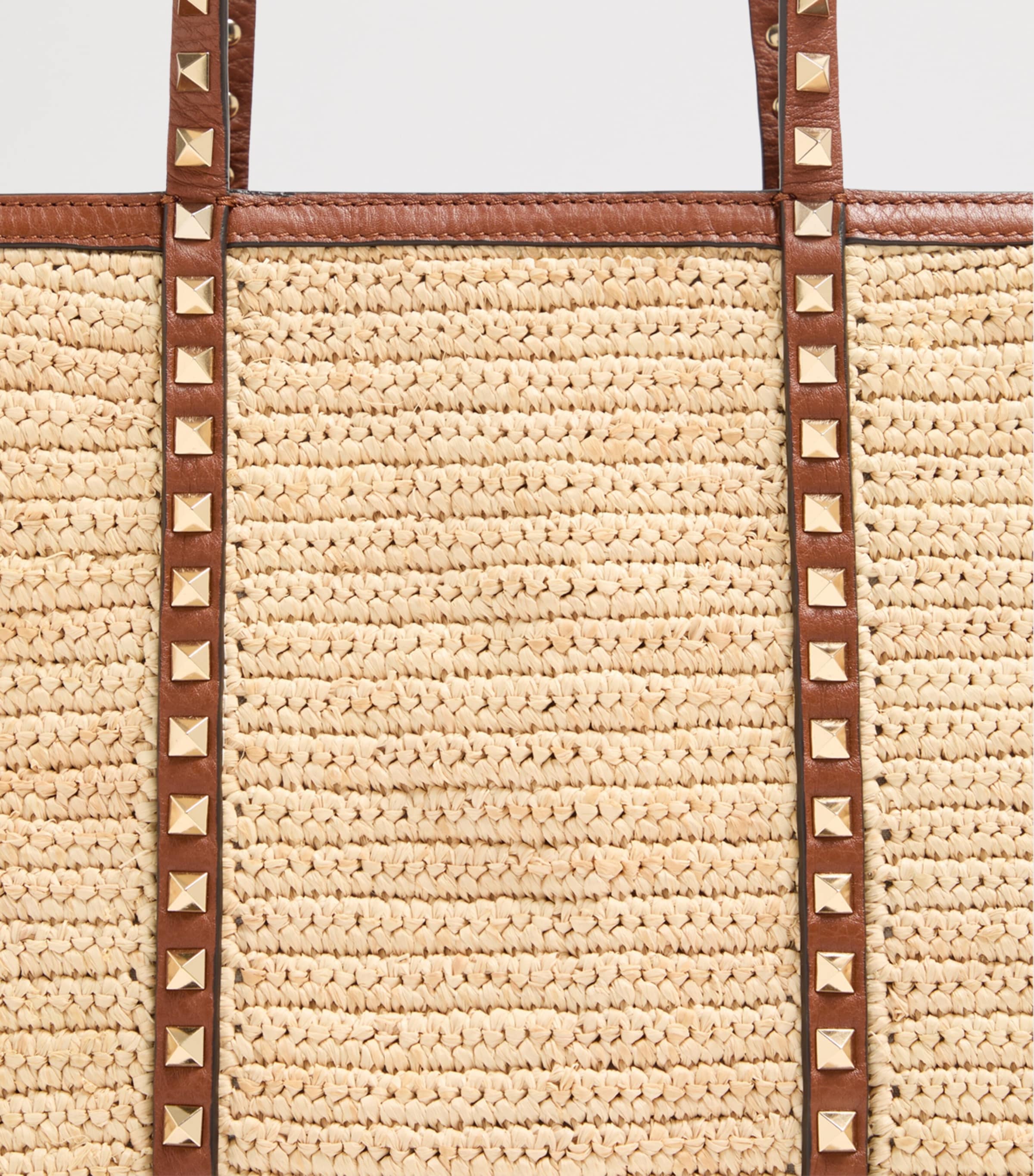 Valentino Garavani Large Straw Rockstud Tote bag, imported from the UK