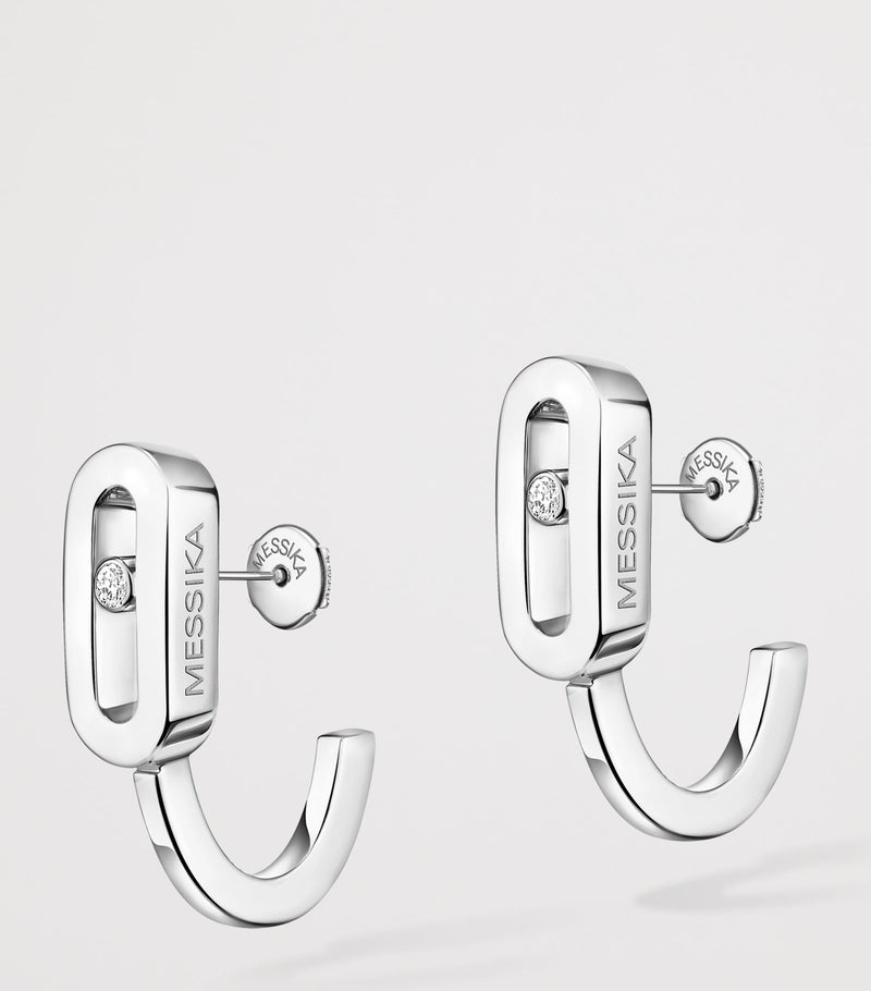 Messika Move Uno white gold mini hoop earrings 0.01ct, imported from the UK
