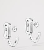 Messika Move Uno white gold mini hoop earrings 0.01ct, imported from the UK