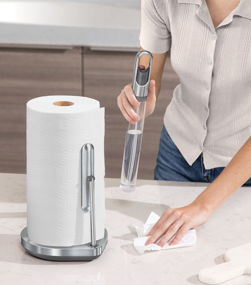 Simplehuman paper towel holder with integrated spray pump, 38cm height (British brand)