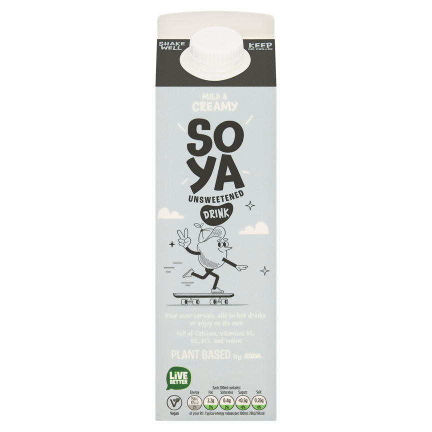 Plant Based by ASDA Unsweetened Soya 1 Litre