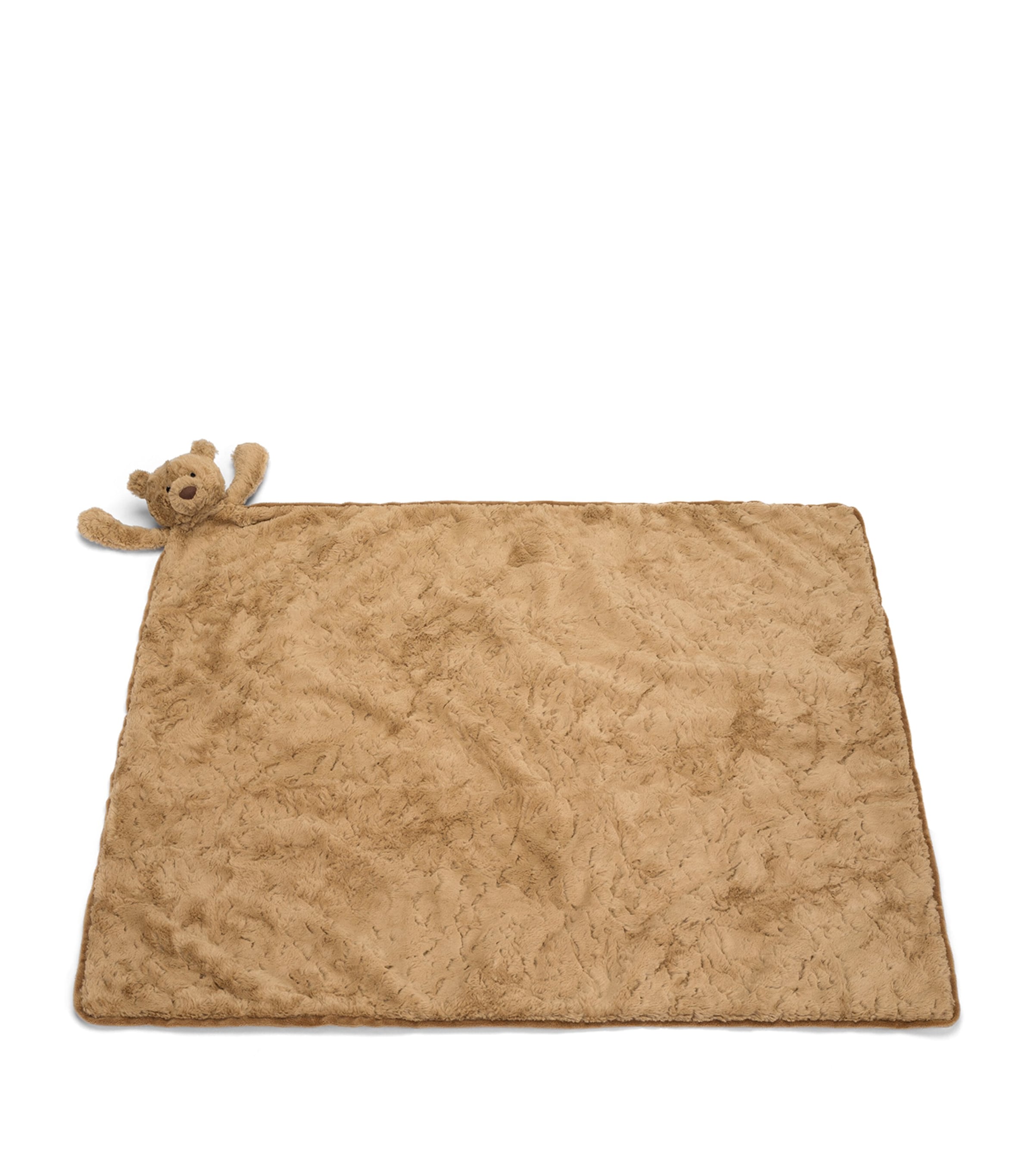 Jellycat bear blanket with textured fur and bear head, 56cm x 70cm, UK version
