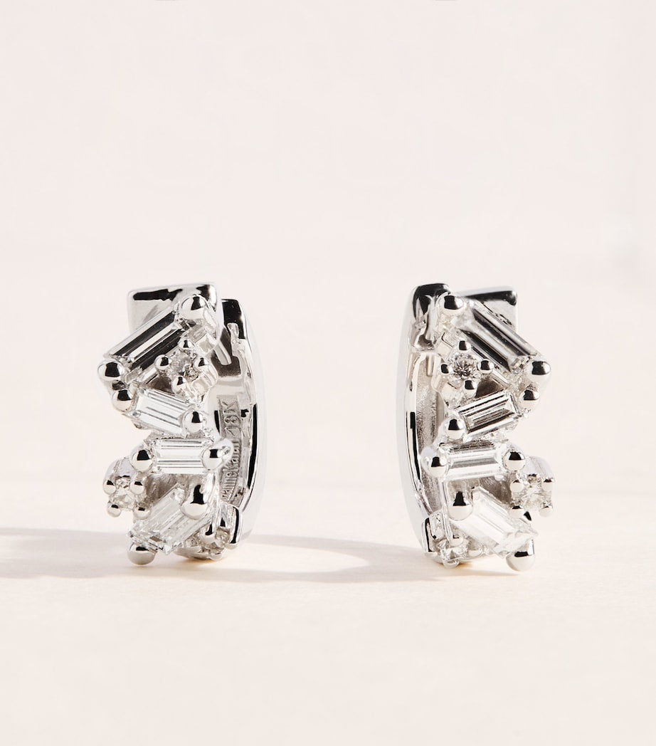 Suzanne Kalan white gold diamond huggie earrings 12mm, UK version