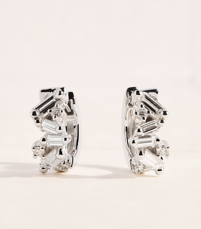 Suzanne Kalan white gold diamond huggie earrings 12mm, UK version