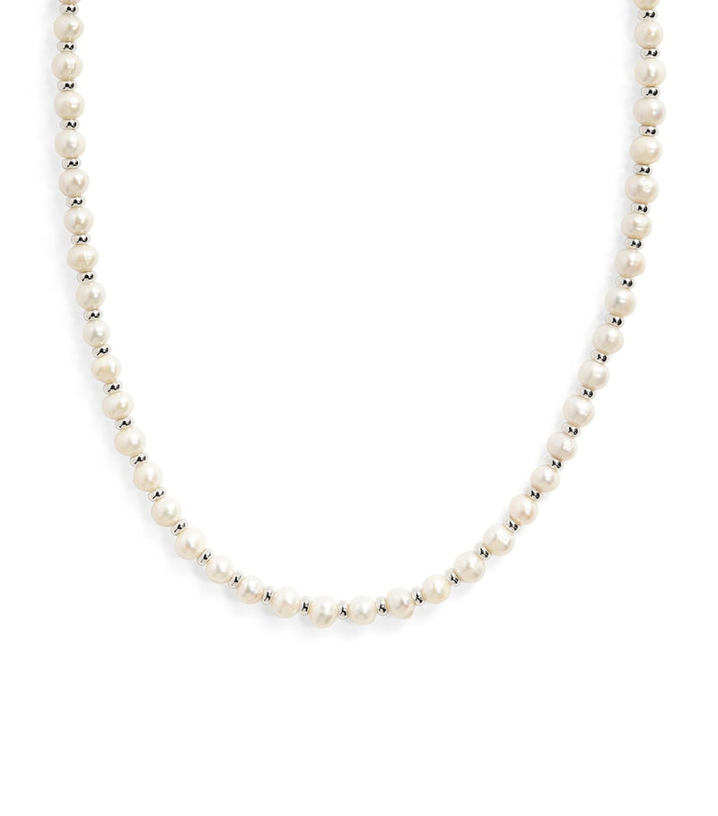Nialaya Freshwater Pearl Necklace with stainless steel beads, UK version