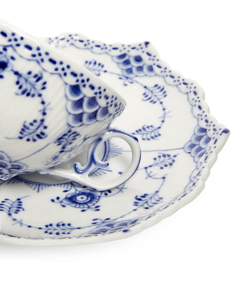 Royal Copenhagen Blue Fluted Full Lace teacup and saucer - British product