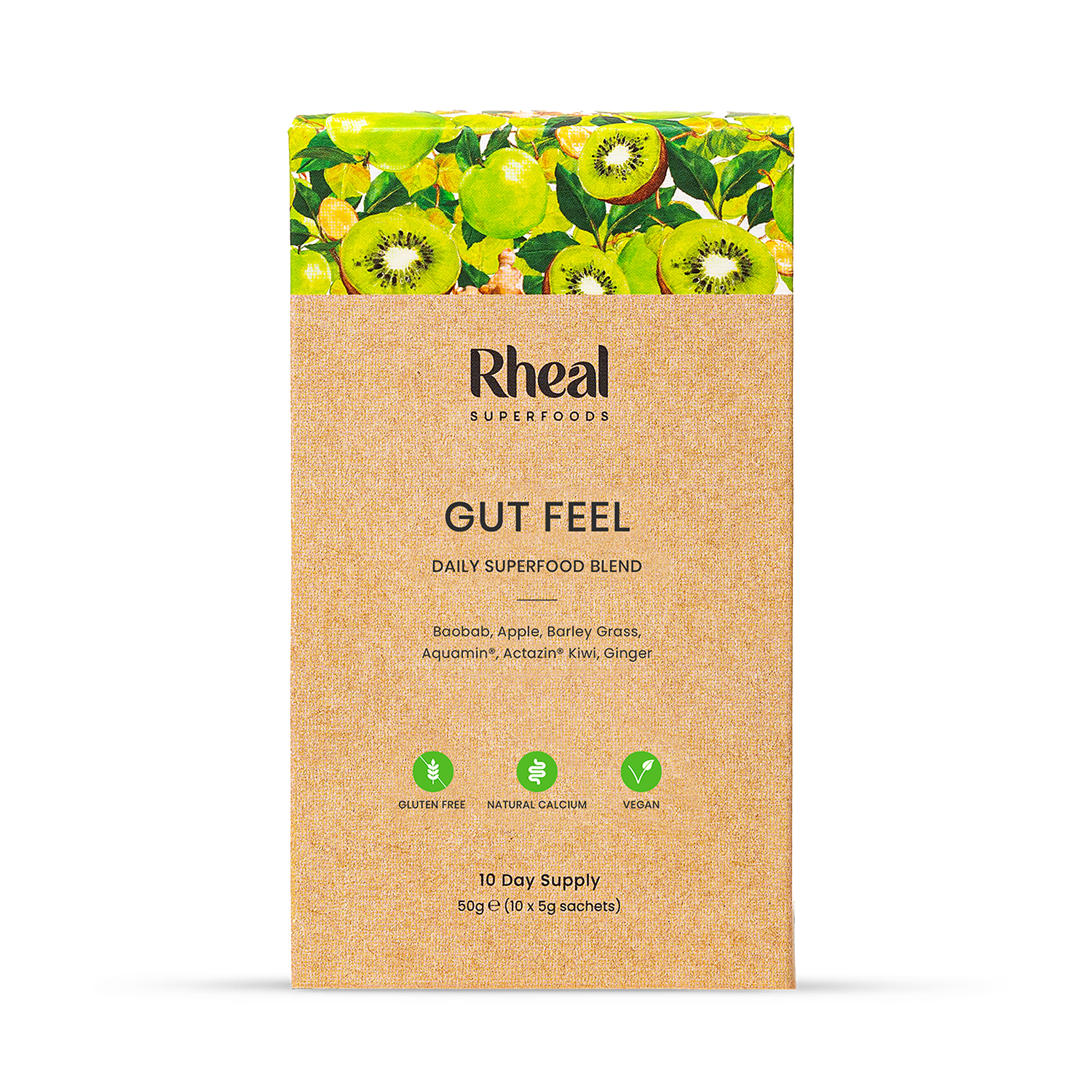 Rheal Superfoods Gut Feel superfood powder sachets 10x5g - British product