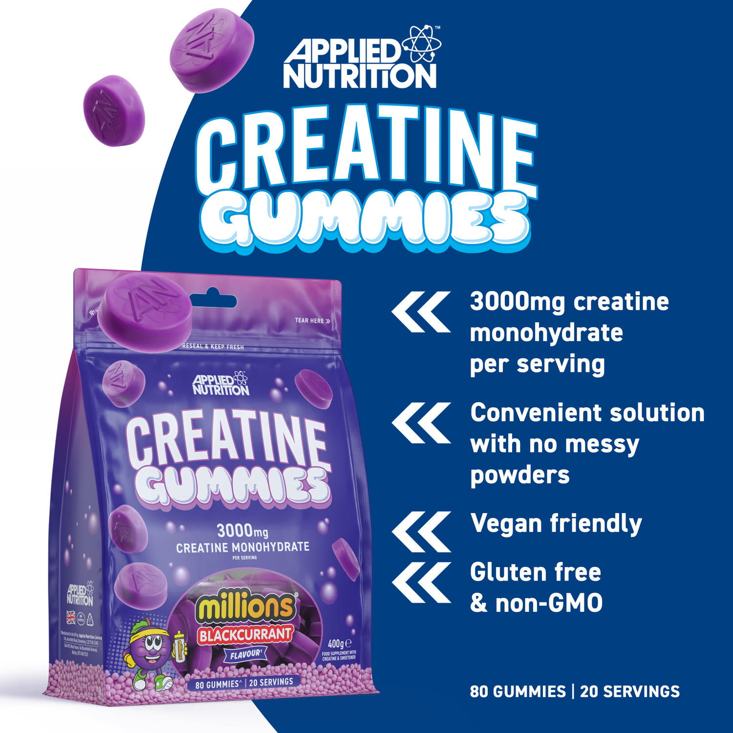 Applied Nutrition Creatine Gummies Blackcurrant 400g - British product