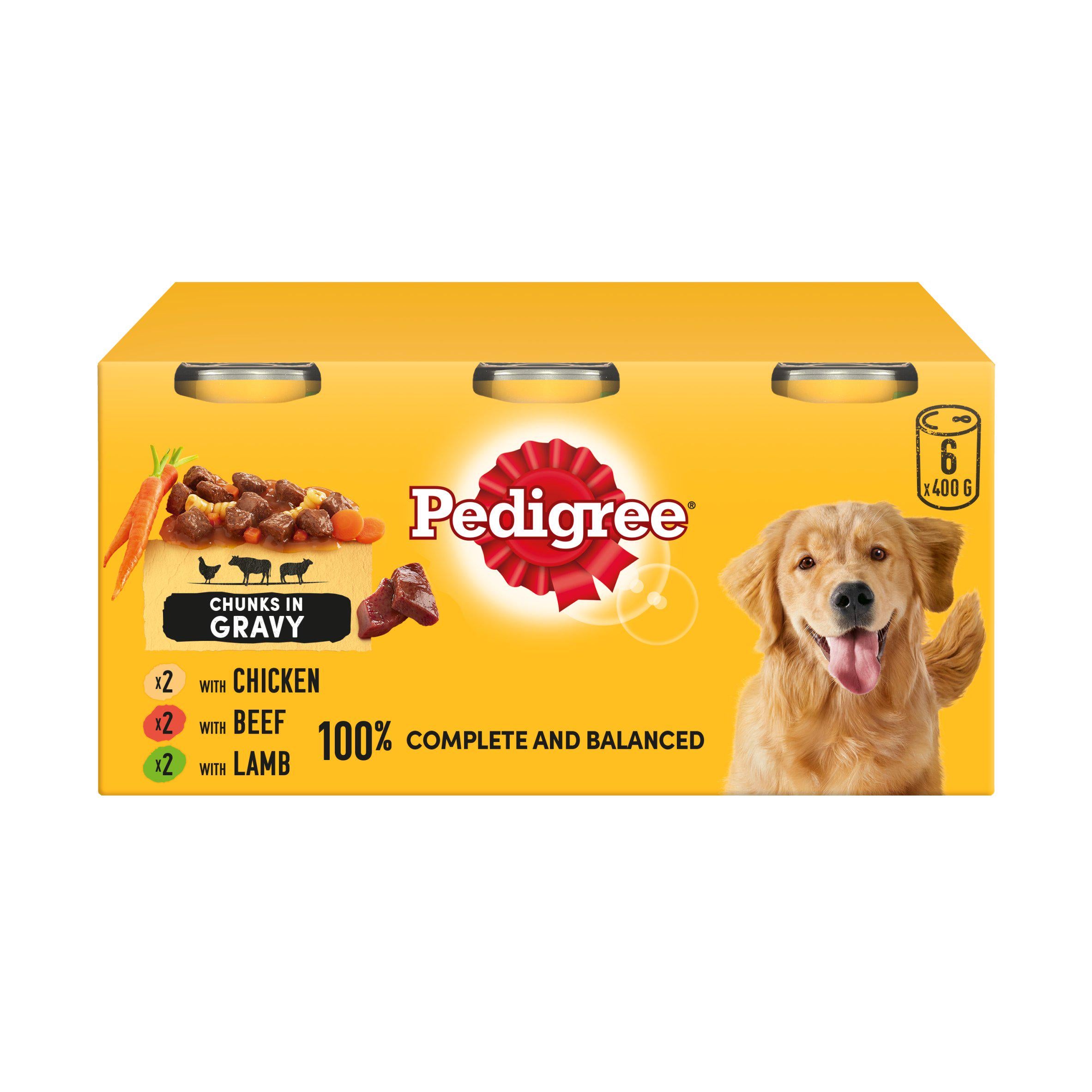 Pedigree Adult Wet Dog Food Tins Country Casseroles in Gravy 6 x 400g GOODS Sainsburys   