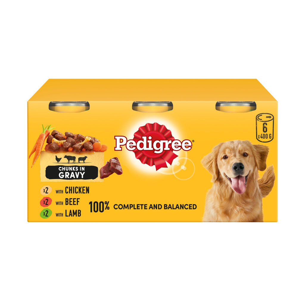 Pedigree Adult Wet Dog Food Tins Country Casseroles in Gravy 6 x 400g