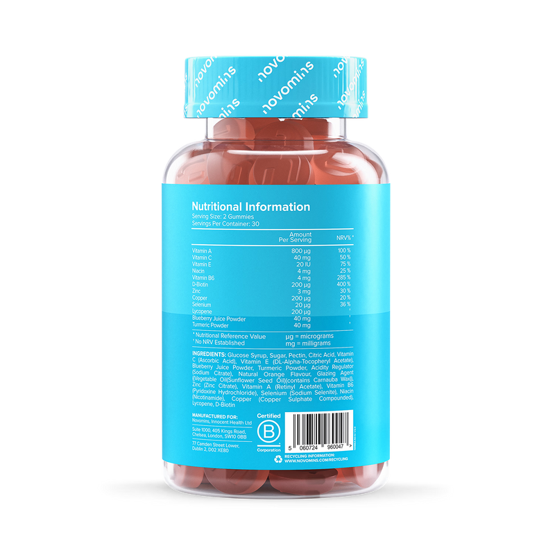 Novomins hair skin nails orange gummies 60 count - British product