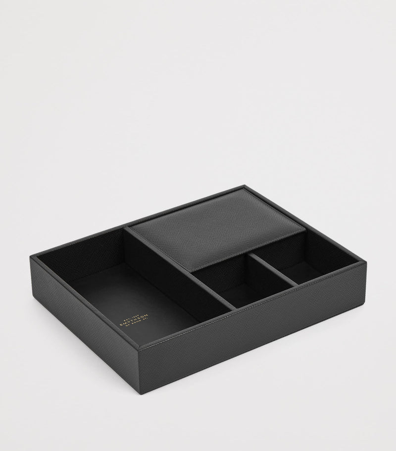 Smythson Panama leather valet tray (British brand)