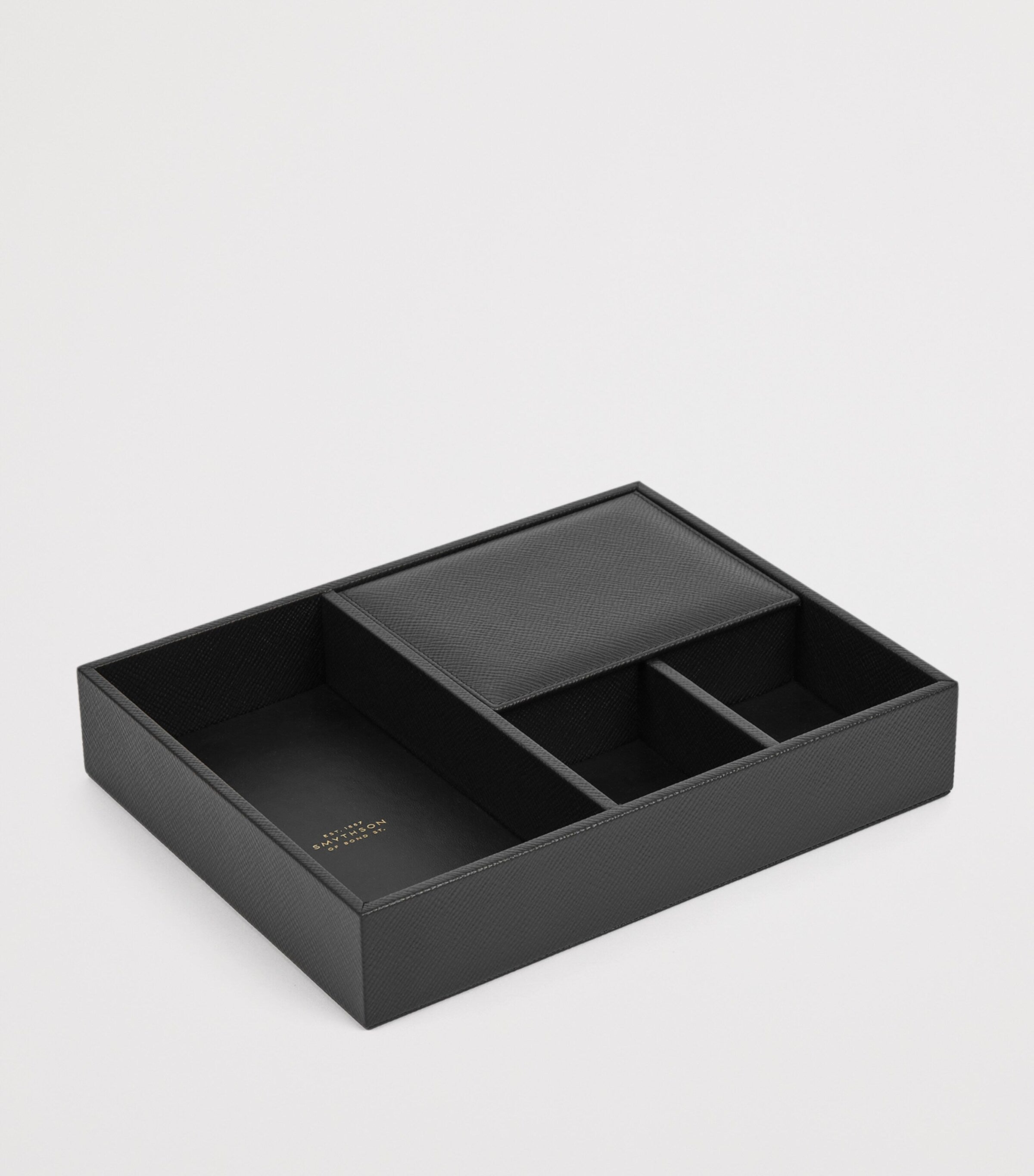 Smythson Panama leather valet tray (British brand)