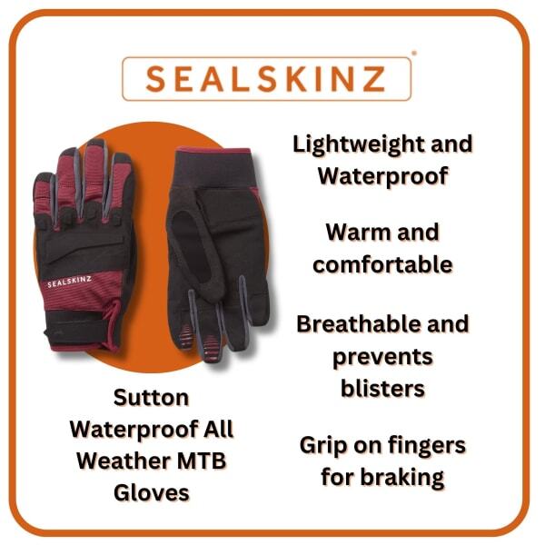 Sealskinz waterproof all weather MTB gloves, UK version