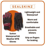 Sealskinz waterproof all weather MTB gloves, UK version