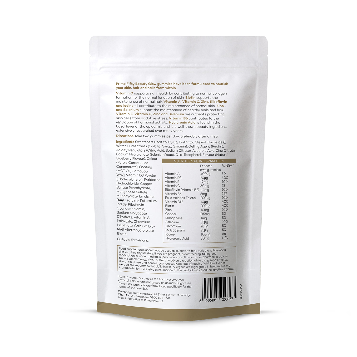 Beauty Glow Hyaluronic Acid Biotin Gummies 56 (British brand)
