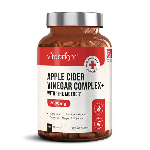 VitaBright Apple Cider Vinegar Tablets 1300 mg with The Mother, imported from the UK