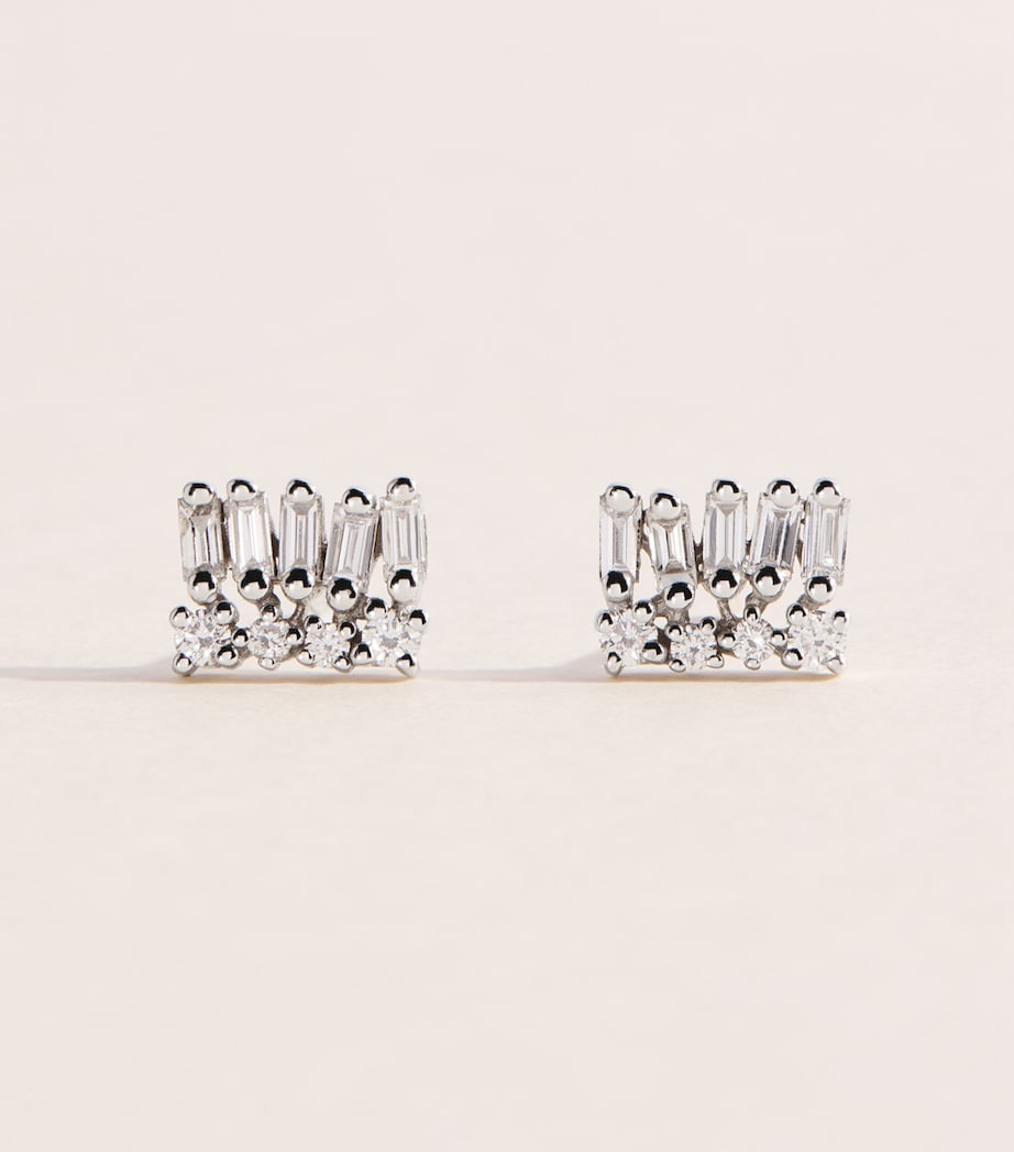 Suzanne Kalan white gold diamond stud earrings (British brand)