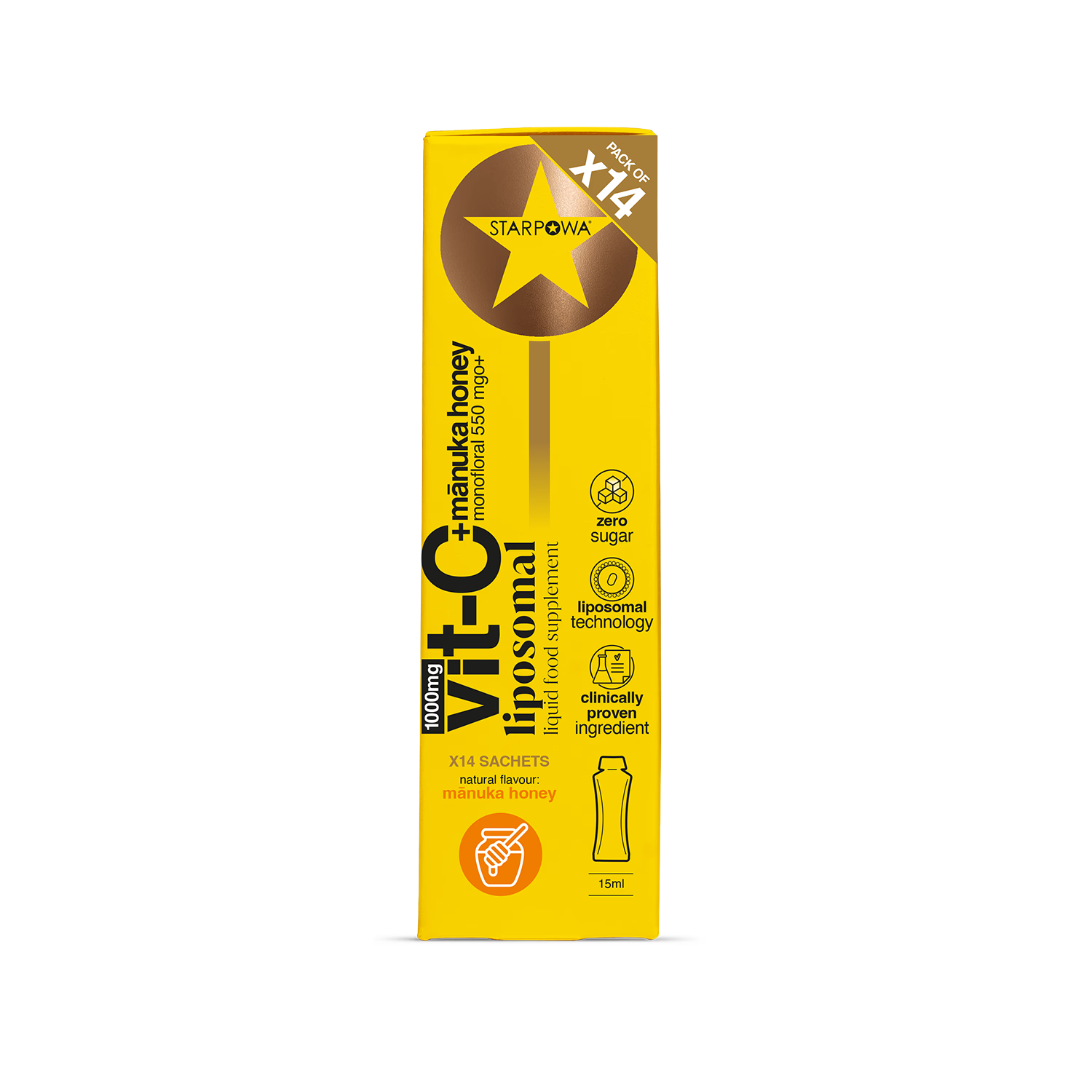 Starpowa liposomal vitamin C with Manuka Honey 550 MGO 14 sachets - British product