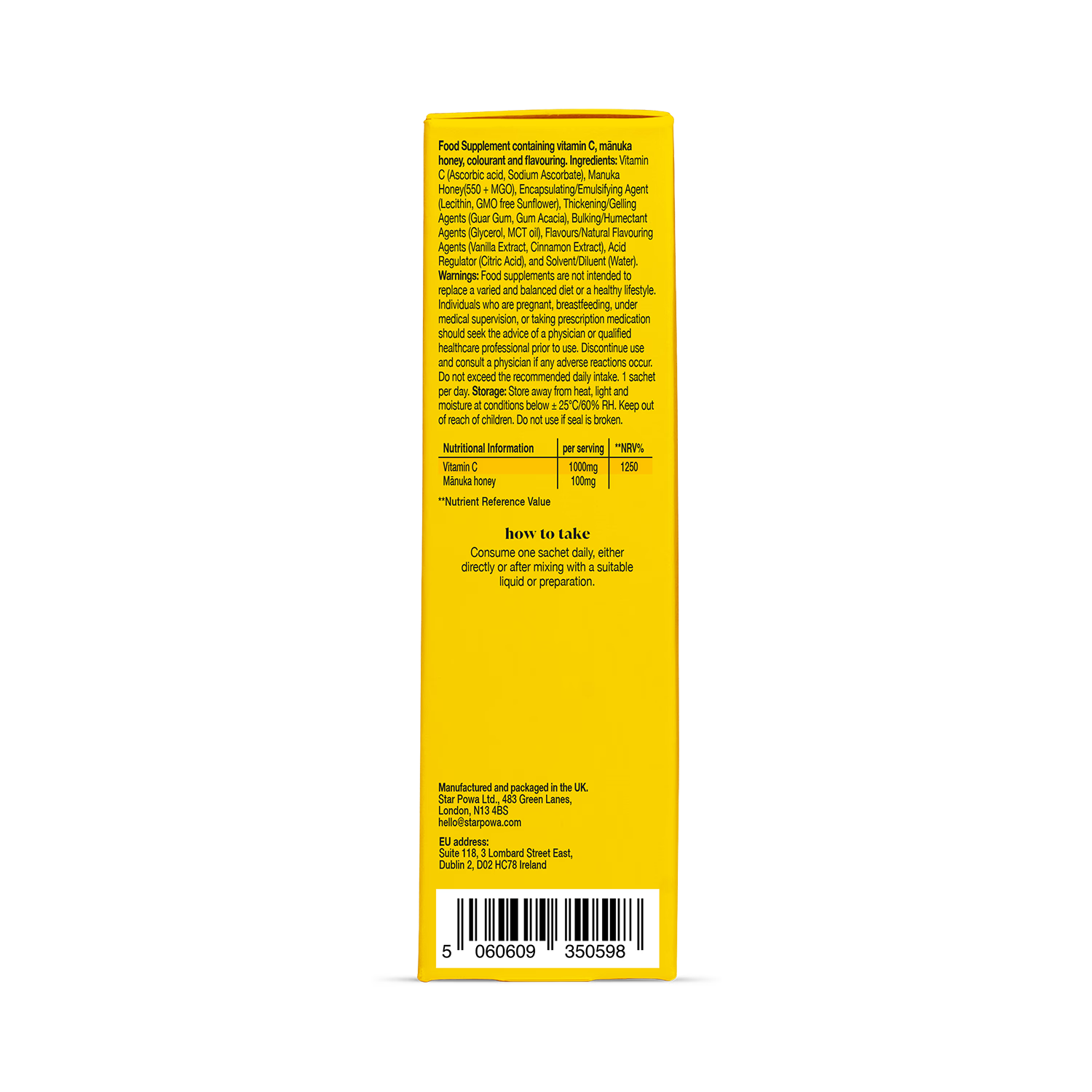 Starpowa liposomal vitamin C with Manuka Honey 550 MGO 14 sachets - British product