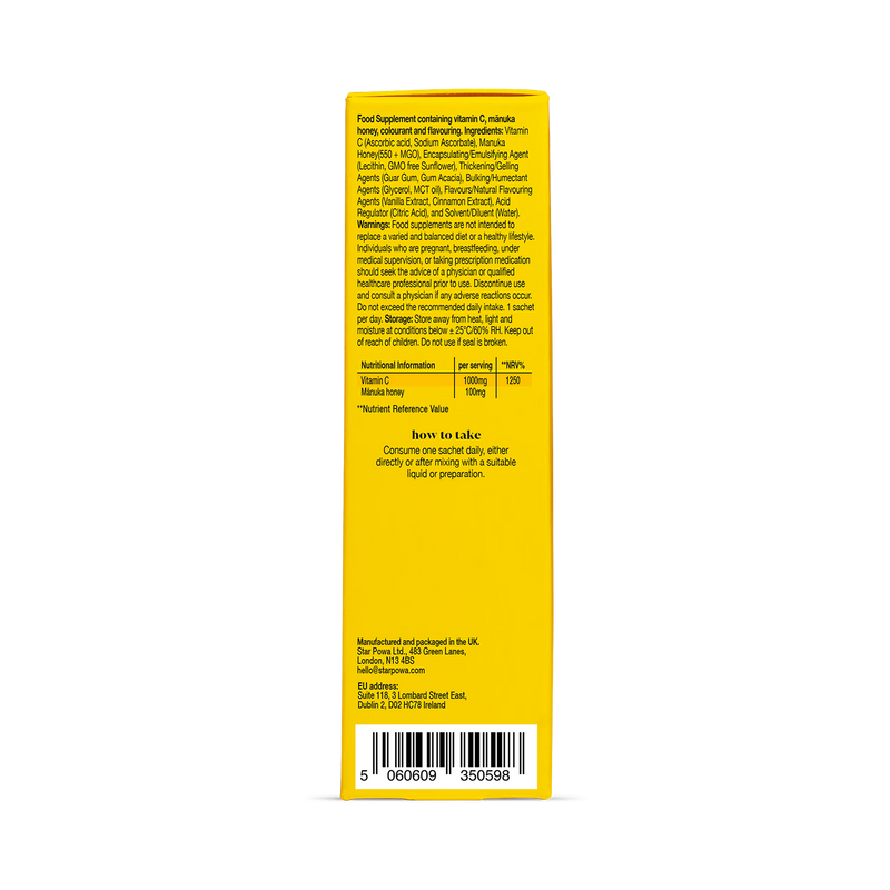 Starpowa liposomal vitamin C with Manuka Honey 550 MGO 14 sachets - British product