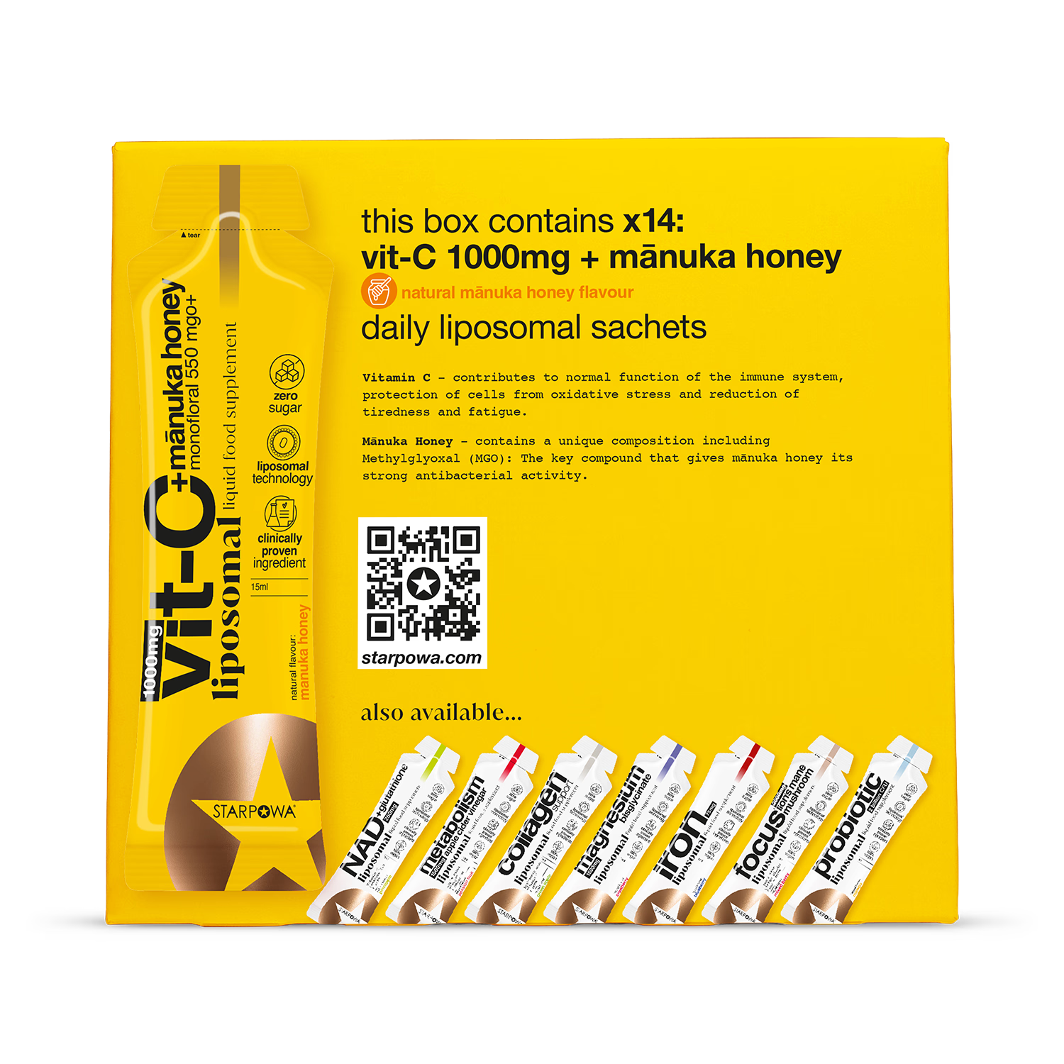 Starpowa liposomal vitamin C with Manuka Honey 550 MGO 14 sachets - British product
