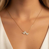 MUCHV butterfly necklace in 18k gold or silver with cubic zirconia (British brand)