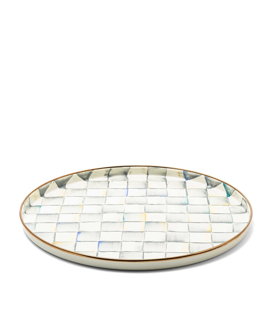 MacKenzie-Childs Sterling Check round tray 37cm, imported from the UK