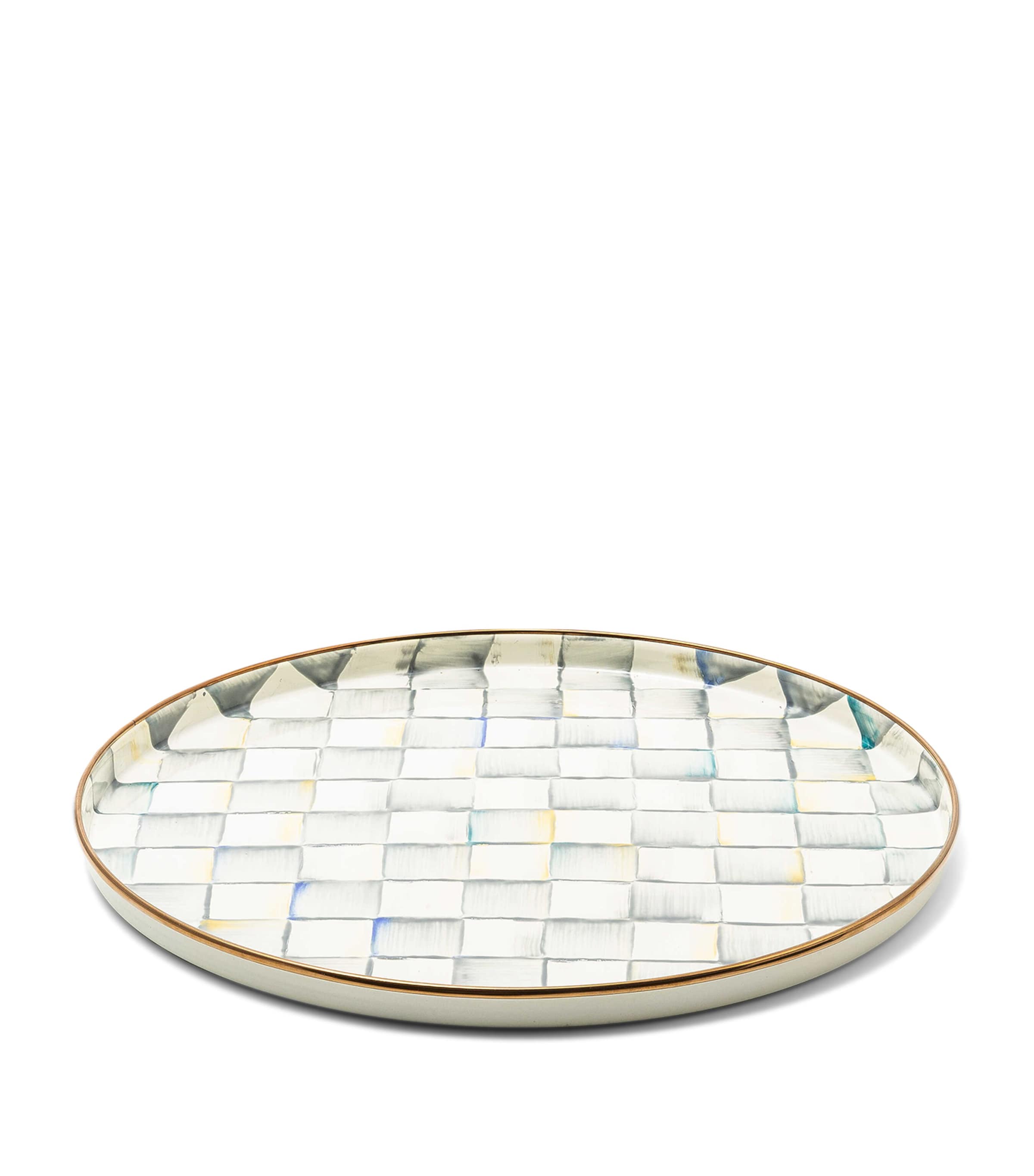 MacKenzie-Childs Sterling Check round tray 37cm, imported from the UK