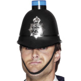 Smiffys police helmet with flashing siren light black (British brand)
