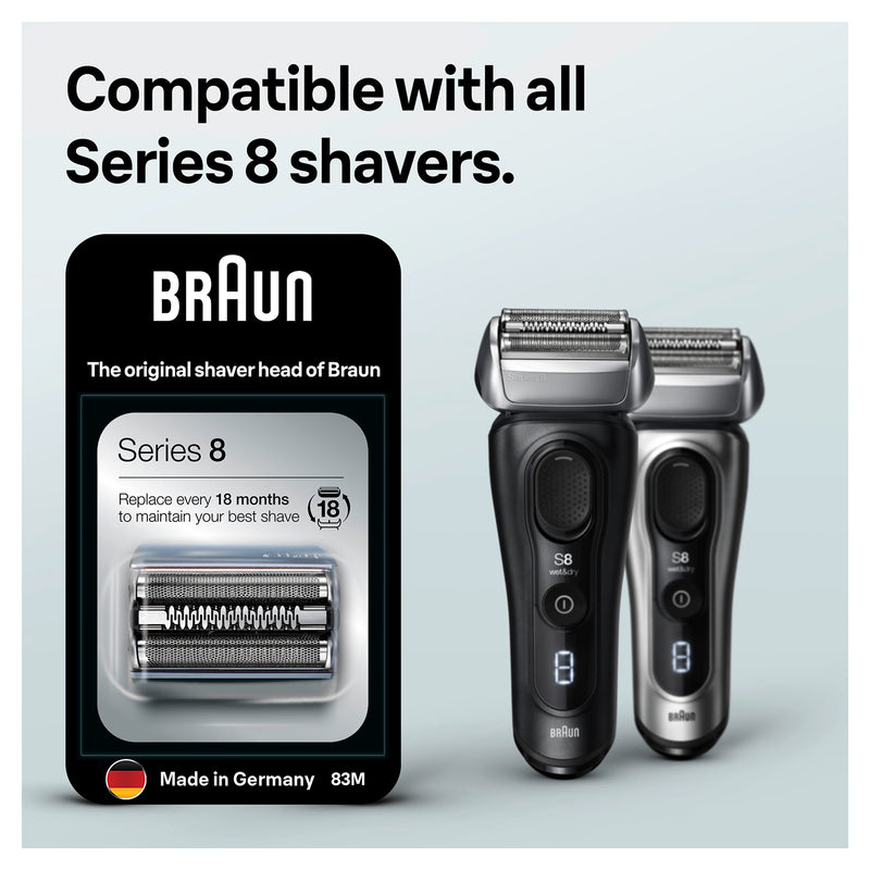 Braun Series 8 shaver head replacement silver, UK version