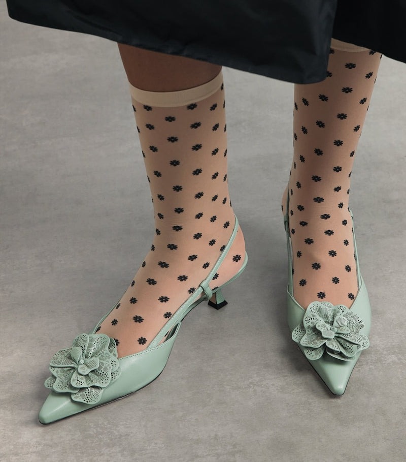 Wolford daisy print mid-calf socks - British product