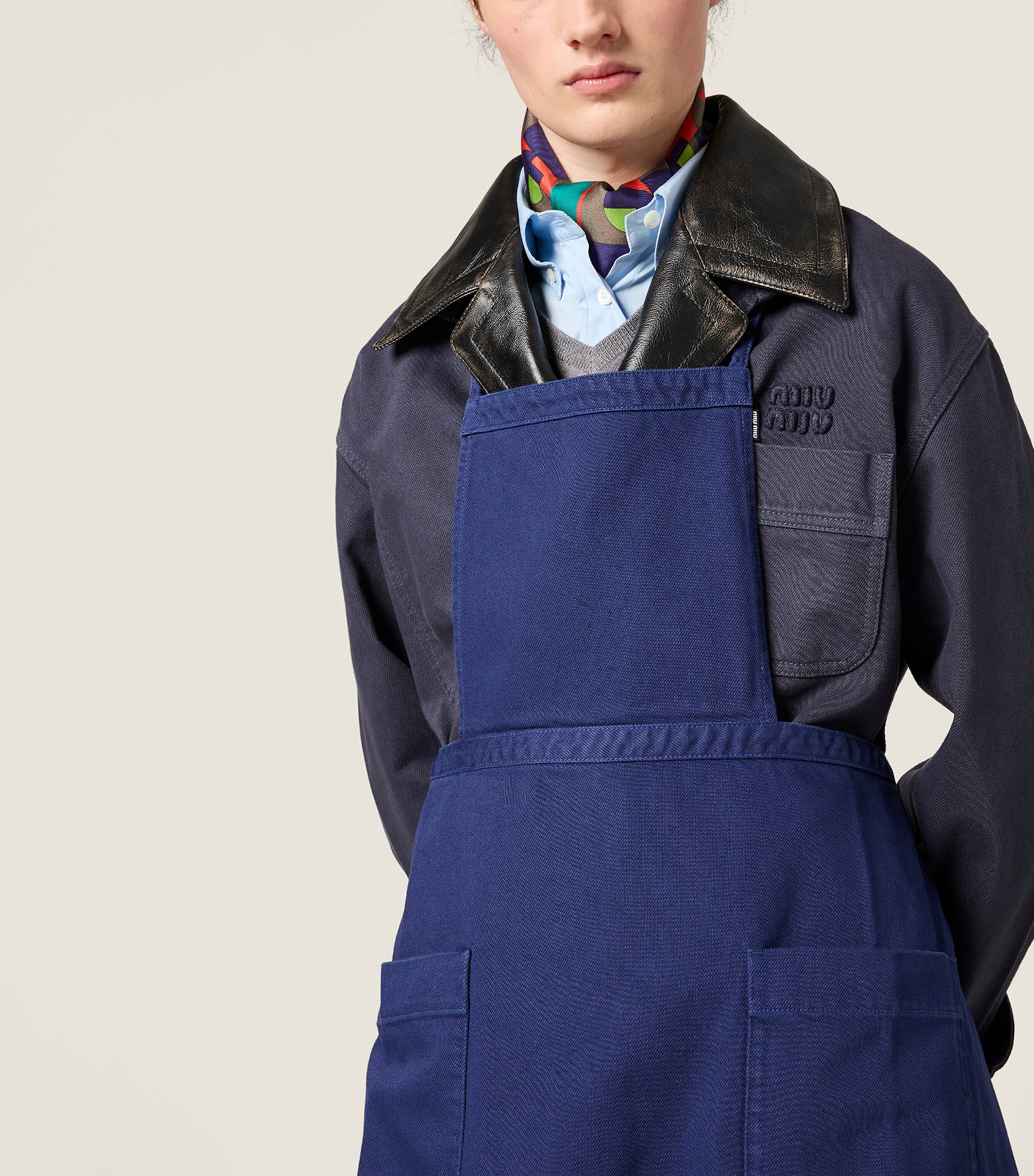 Miu Miu garment-dyed gabardine apron - British product