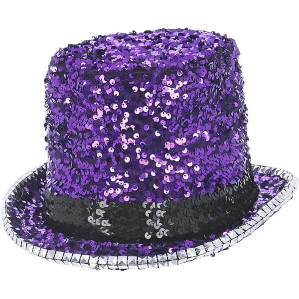 Fever deluxe felt and sequin top hat in purple, UK version