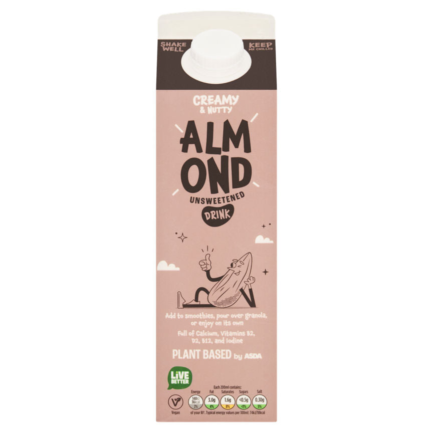 Plant Based by ASDA Almond Unsweetened 1 Litre GOODS ASDA   