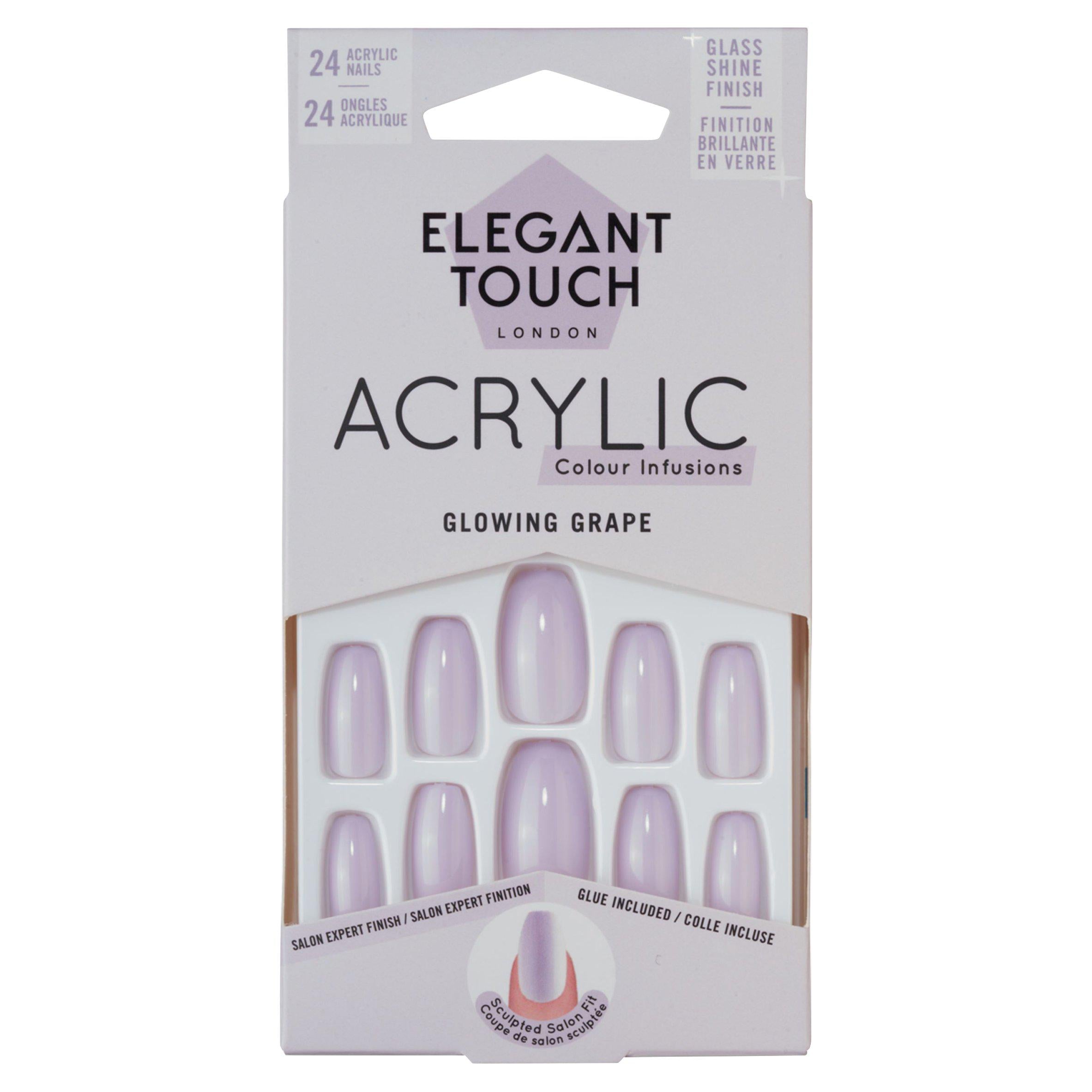 Elegant Touch London Acrylic Colour Infusions 24 Glowing Grape Nails GOODS Sainsburys   