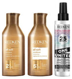 REDKEN All Soft Shampoo, Conditioner and One United Leave In Conditioner Bundle for Dry Hair GOODS Boots   