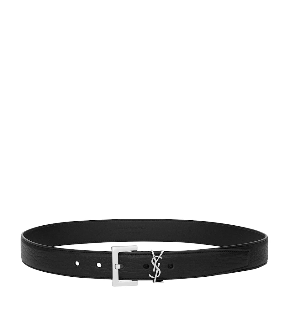 Saint Laurent leather logo belt 3cm, UK version