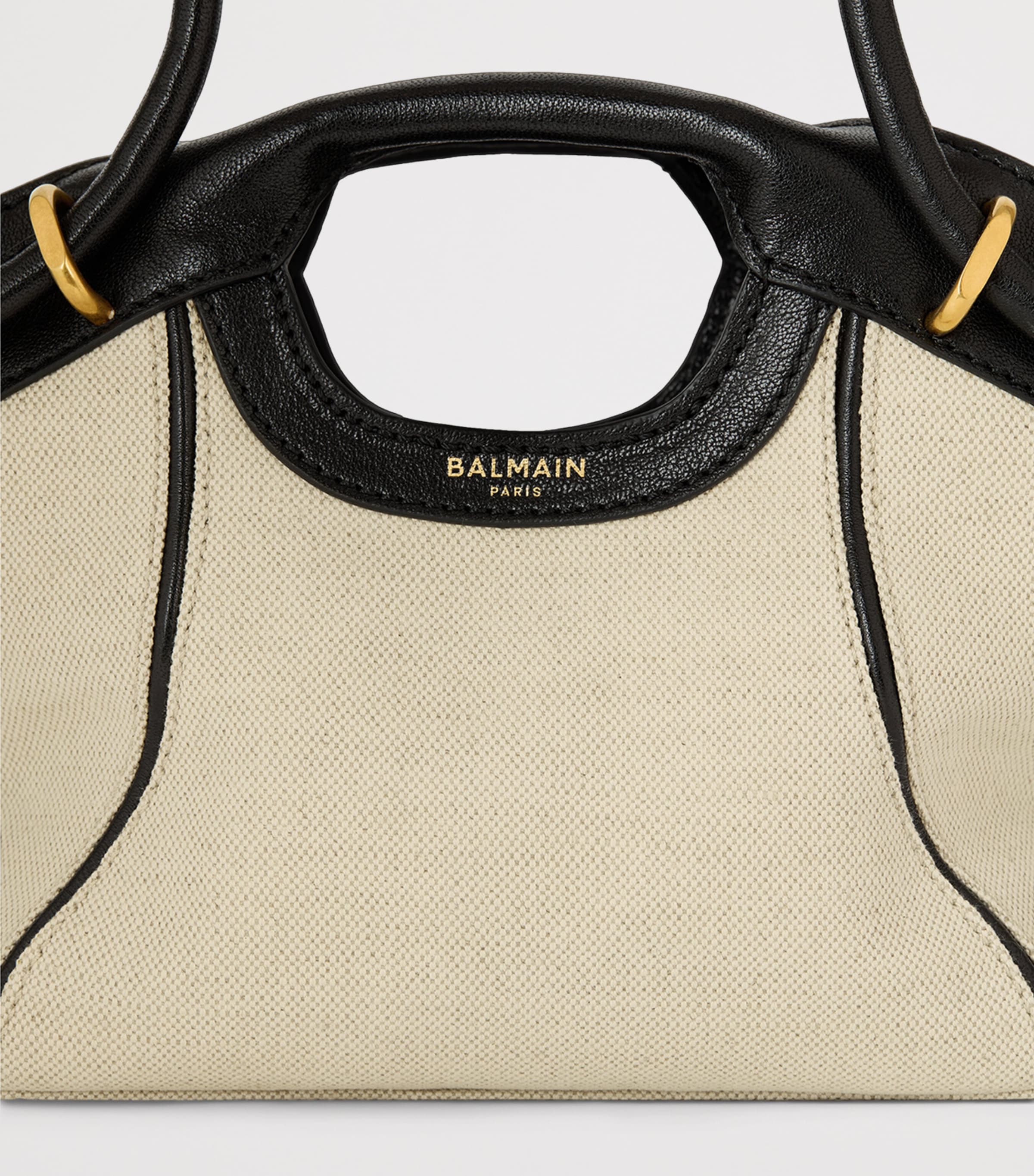 Balmain small canvas tote bag with leather trims - British product